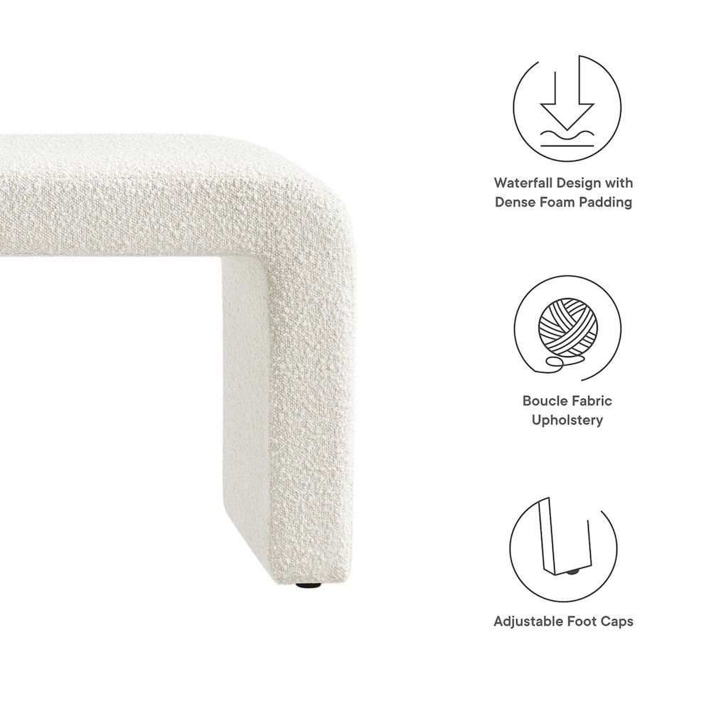 Simba Boucle Fabric Waterfall Long Bench. Picture 2