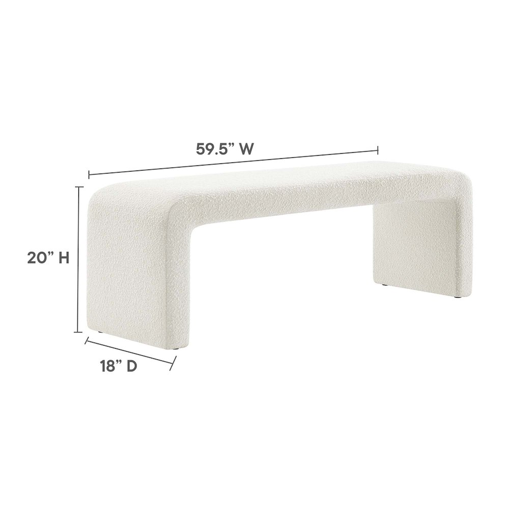 Simba Boucle Fabric Waterfall Long Bench. Picture 3