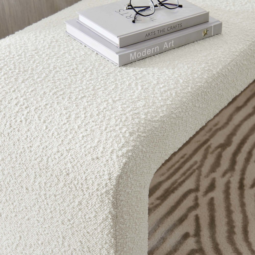 Simba Boucle Fabric Waterfall Long Bench. Picture 9