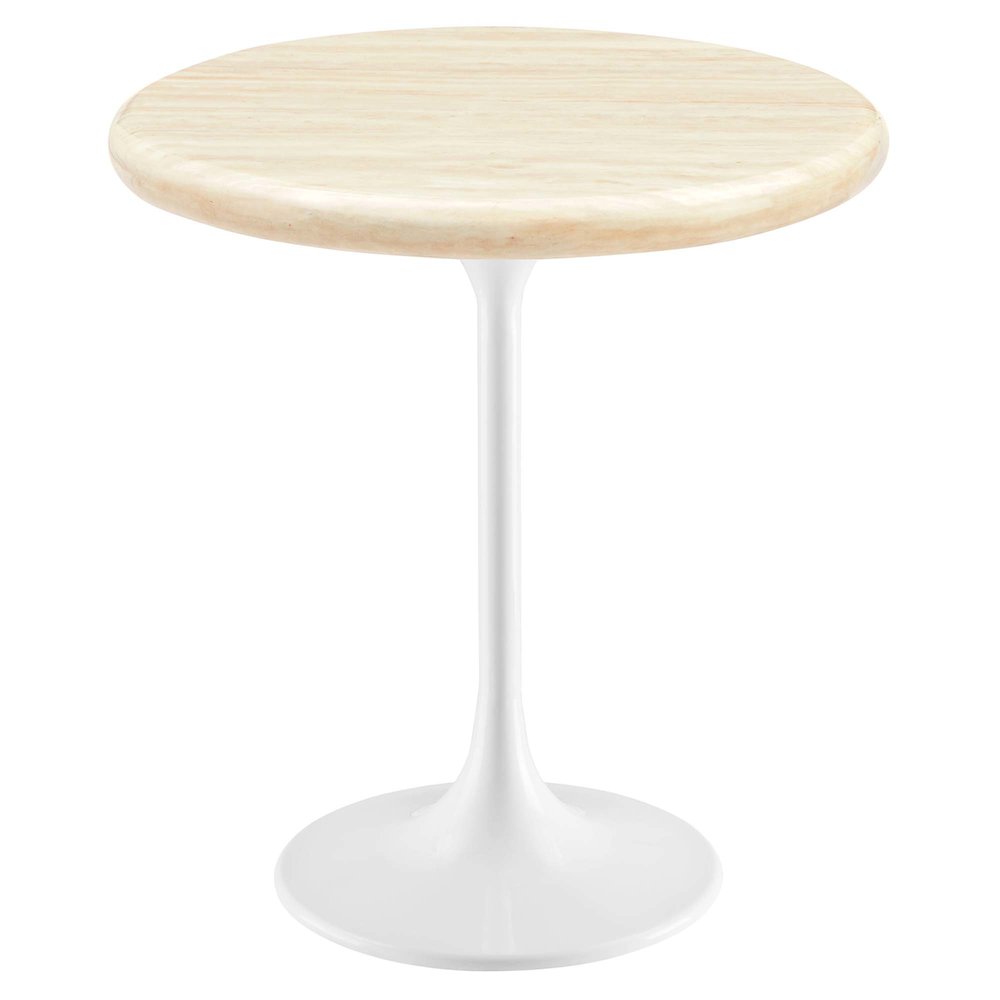 Lippa 20" Round Faux Travertine Side Table. Picture 1