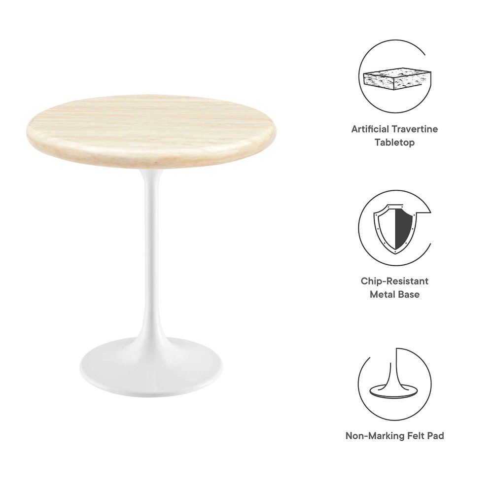 Lippa 20" Round Faux Travertine Side Table. Picture 2