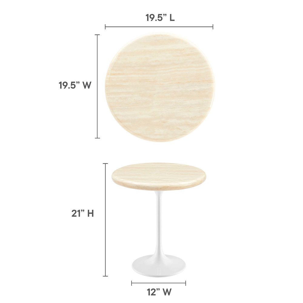 Lippa 20" Round Faux Travertine Side Table. Picture 4