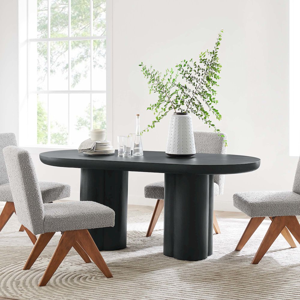 Caspian 72" Oval Concrete Dining Table. Picture 9
