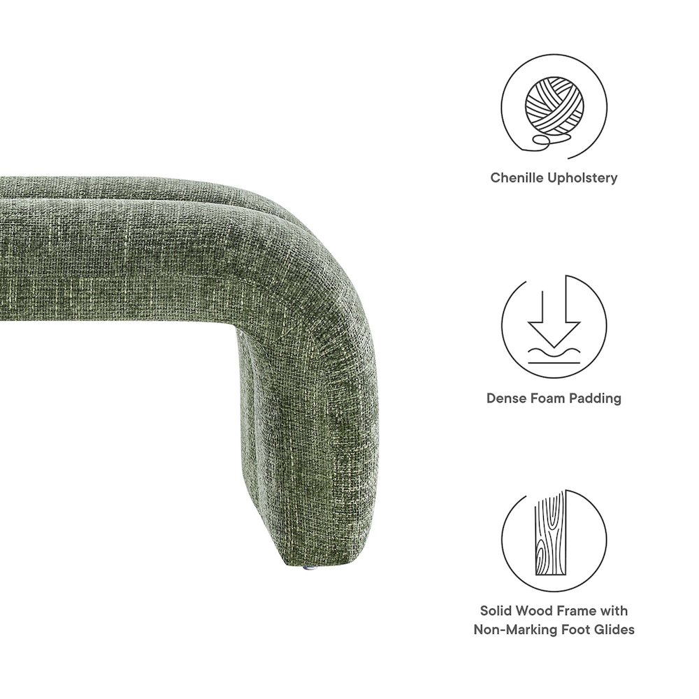 Dax 50.5" Chenille Upholstered Accent Bench. Picture 2
