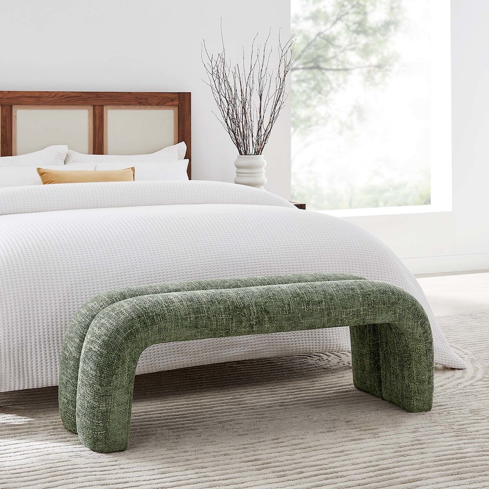 Dax 50.5" Chenille Upholstered Accent Bench. Picture 8