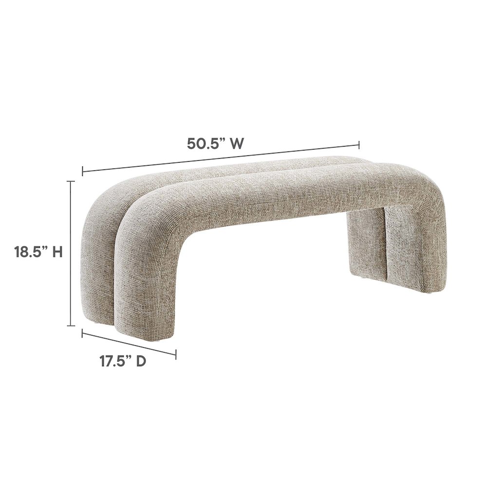 Dax 50.5" Chenille Upholstered Accent Bench. Picture 3