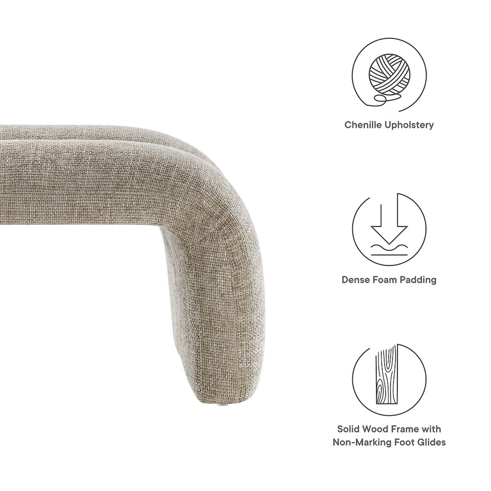 Dax 50.5" Chenille Upholstered Accent Bench. Picture 2