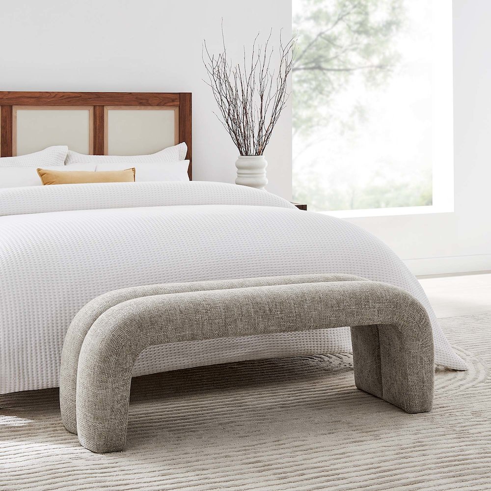 Dax 50.5" Chenille Upholstered Accent Bench. Picture 8