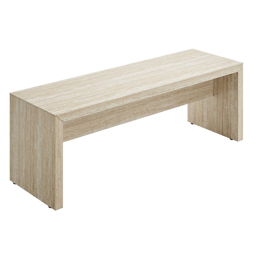 Mirella 53.5” Faux Travertine Bench. Picture 1