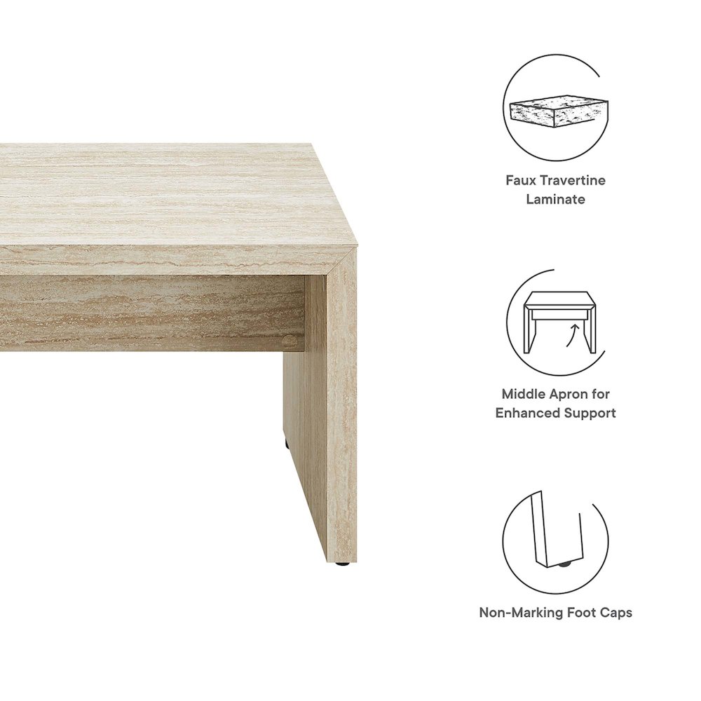Mirella 53.5” Faux Travertine Bench. Picture 3