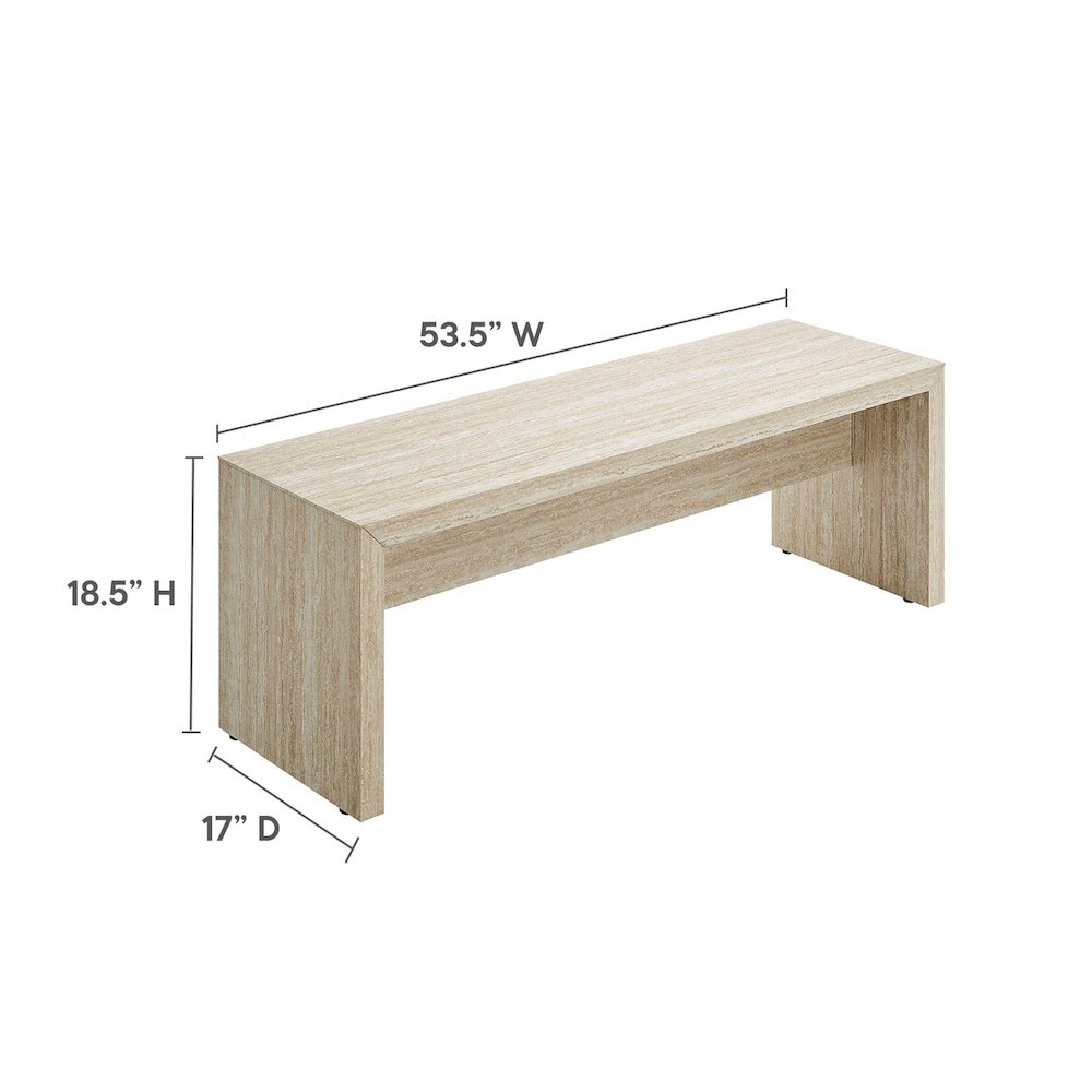 Mirella 53.5” Faux Travertine Bench. Picture 4