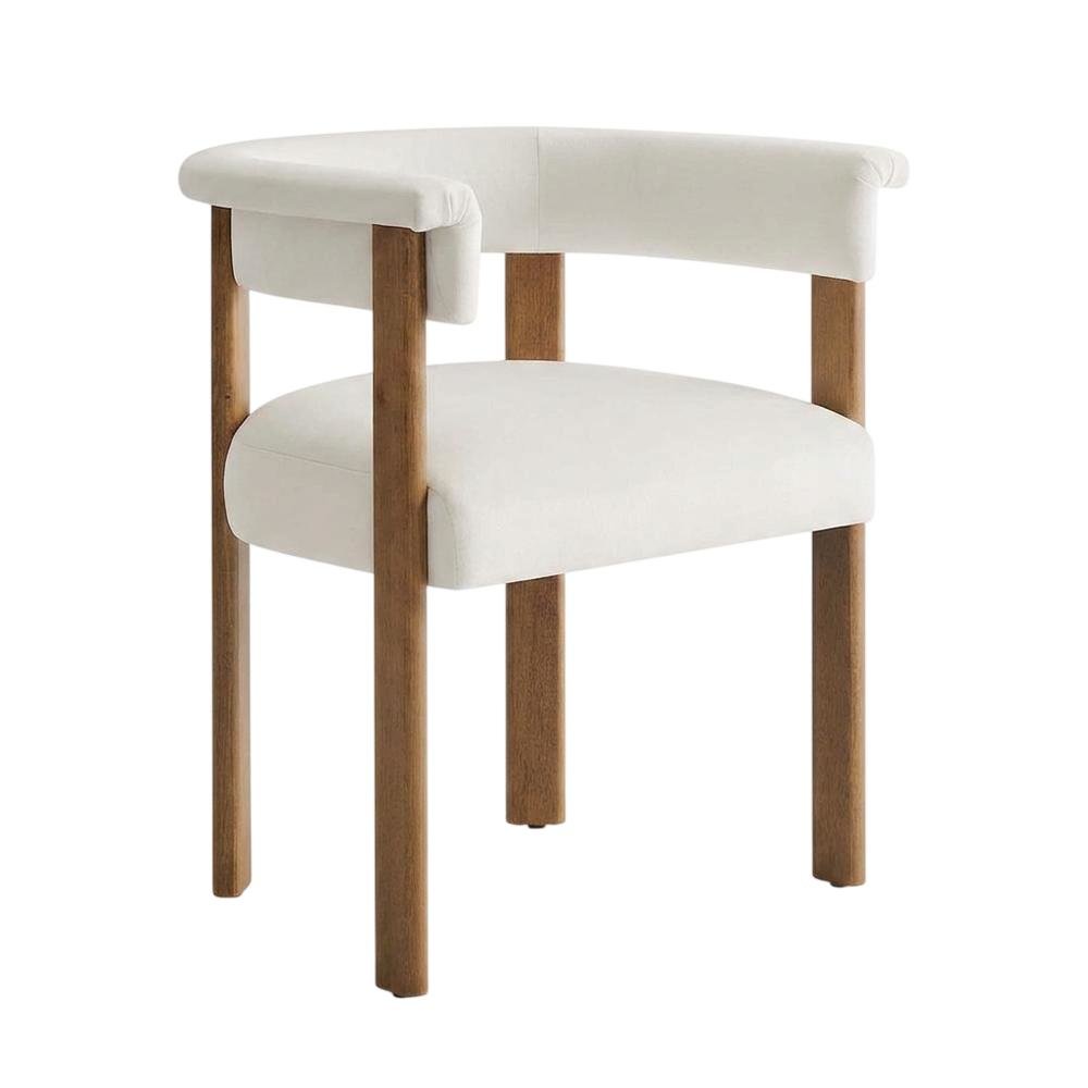Performance Velvet Barrel Dining Chairs, Alabaster Deep Brown, Set of 2. Picture 4