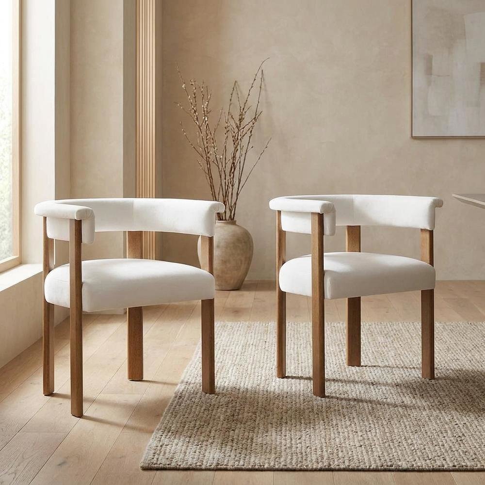 Performance Velvet Barrel Dining Chairs, Alabaster Deep Brown, Set of 2. Picture 3