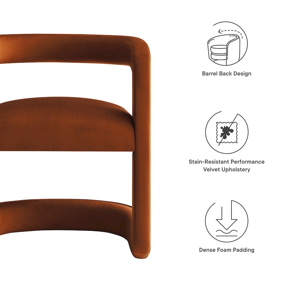 Winslow Performance Velvet Barrel Accent Chair. Picture 3