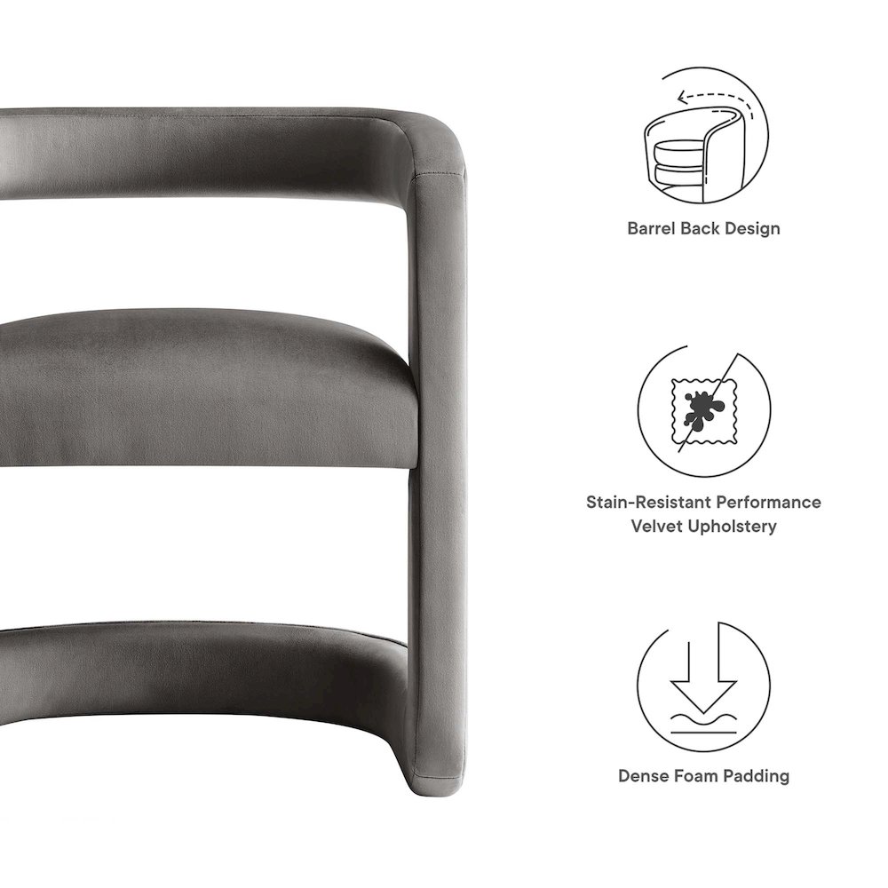 Winslow Performance Velvet Barrel Accent Chair. Picture 3