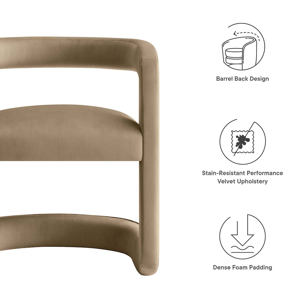 Winslow Performance Velvet Barrel Accent Chair. Picture 3