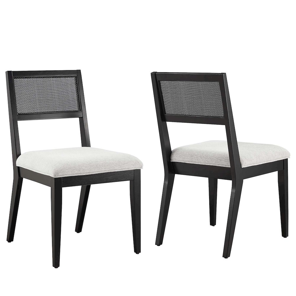 Nimba Faux Rattan Fabric Dining Chairs Set of 2. Picture 1
