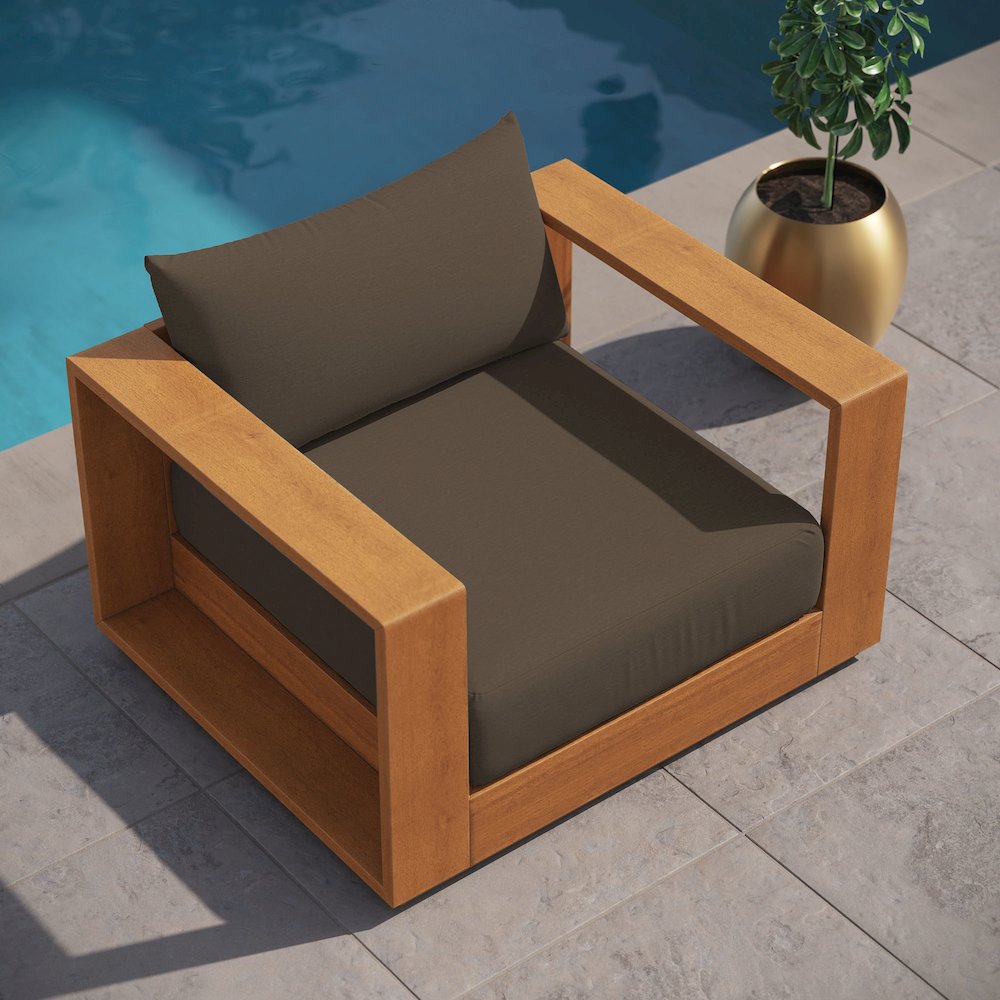 Tahoe Outdoor Patio Acacia Wood Chair. Picture 11