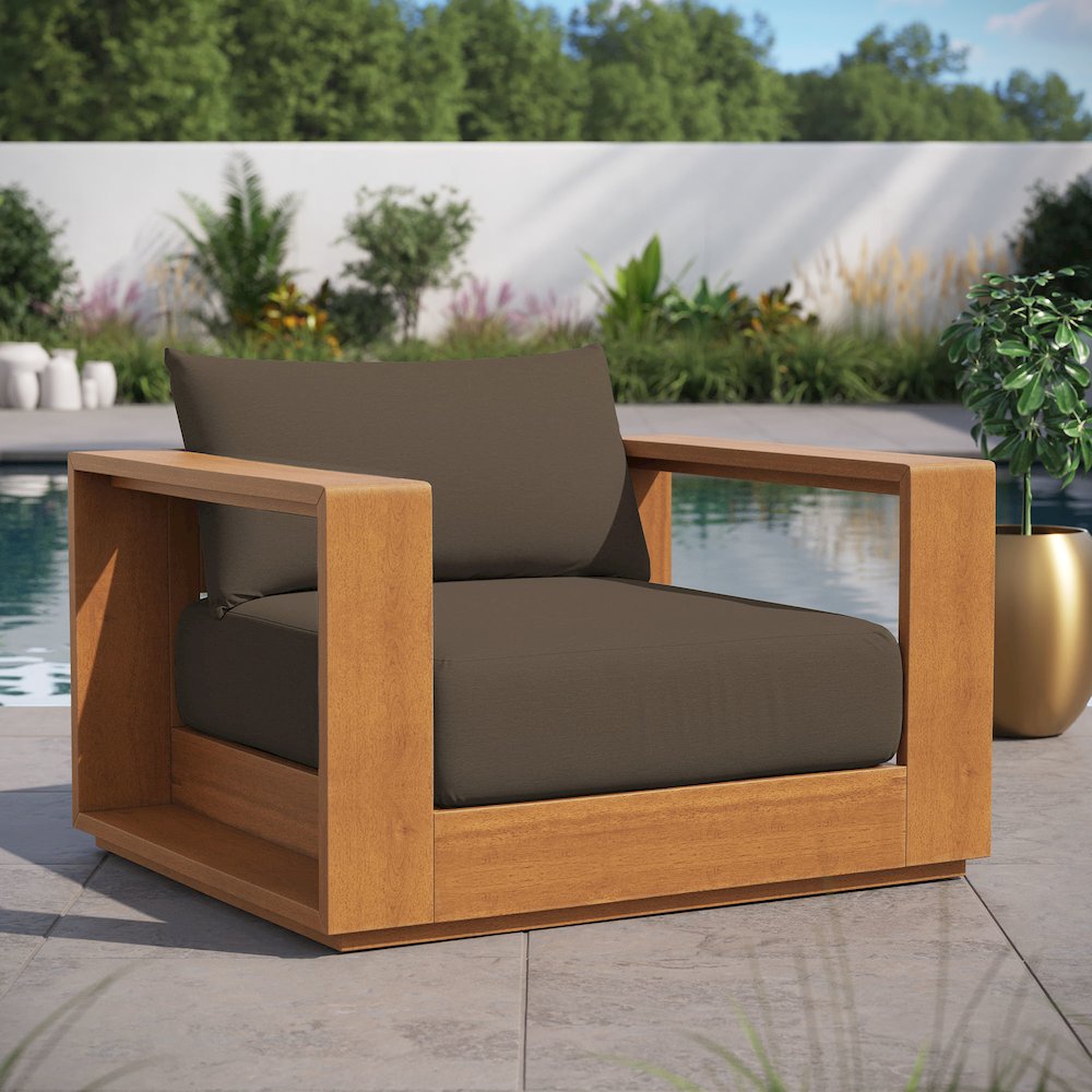 Tahoe Outdoor Patio Acacia Wood Chair. Picture 10