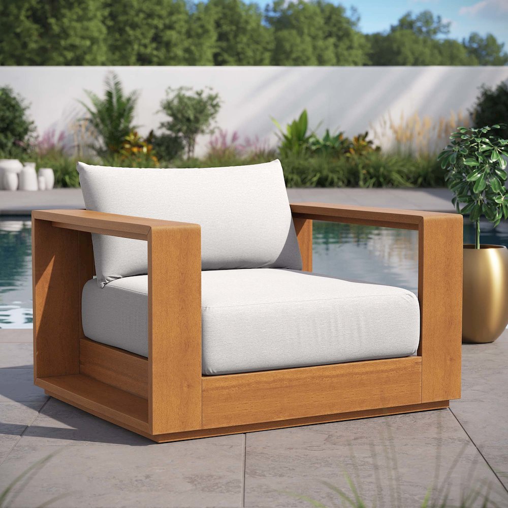 Tahoe Outdoor Patio Acacia Wood Chair. Picture 9