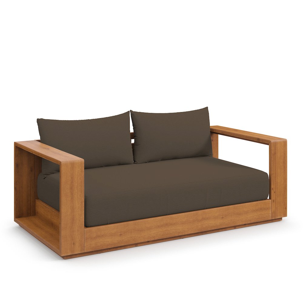 Tahoe Acacia Wood Outdoor Patio Acacia Wood Loveseat. Picture 1