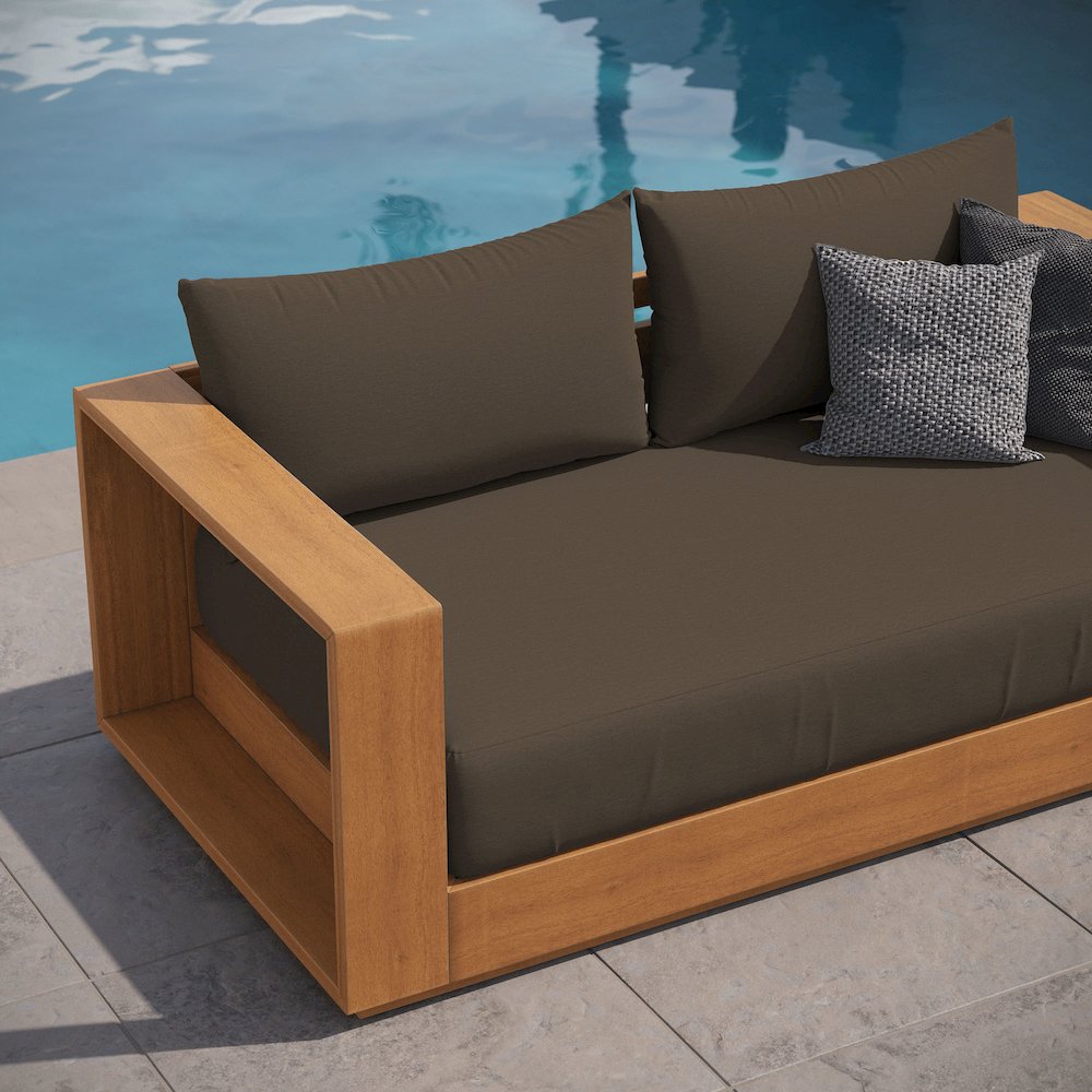 Tahoe Acacia Wood Outdoor Patio Acacia Wood Loveseat. Picture 11
