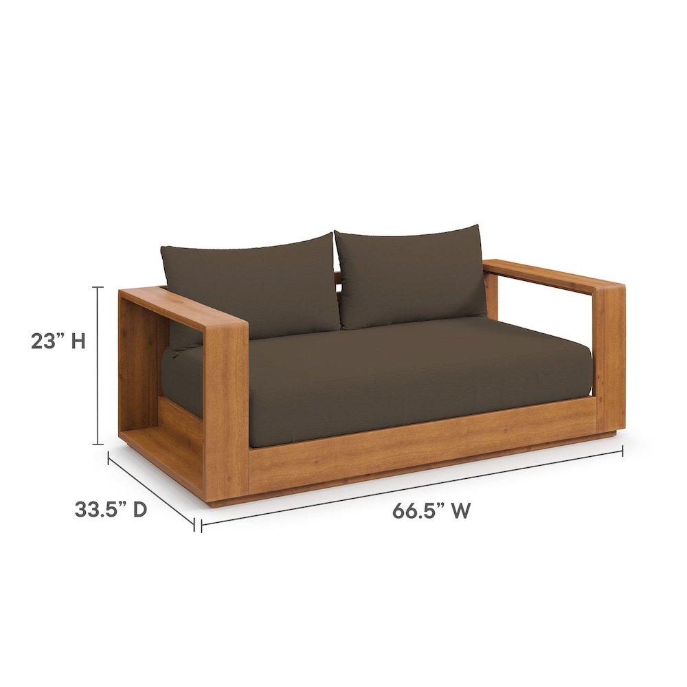 Tahoe Acacia Wood Outdoor Patio Acacia Wood Loveseat. Picture 2