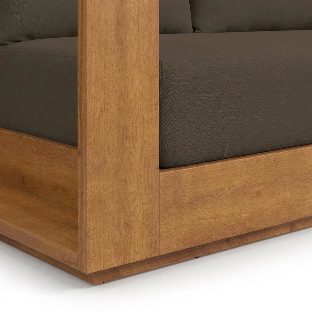 Acacia Wood Outdoor Loveseat, Patio Couch Outdoor Sofa, Natural Cocoa. Picture 7