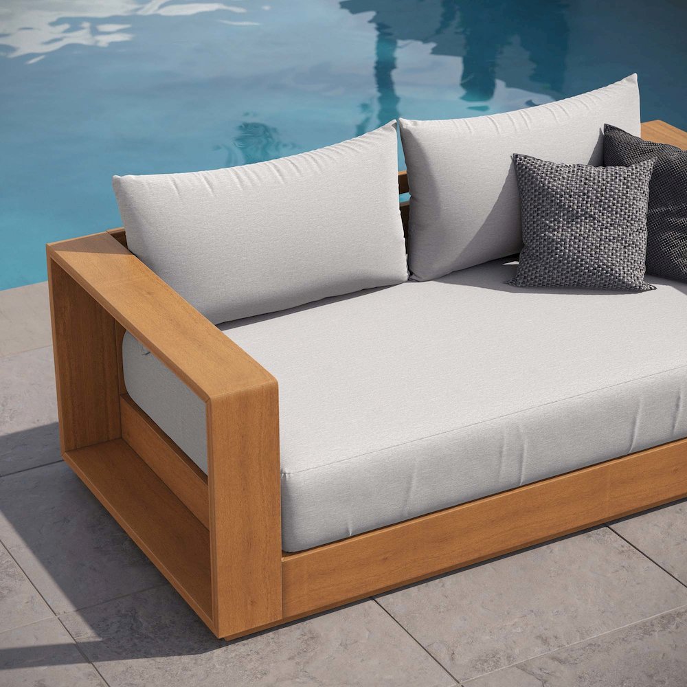 Tahoe Acacia Wood Outdoor Patio Acacia Wood Loveseat. Picture 10