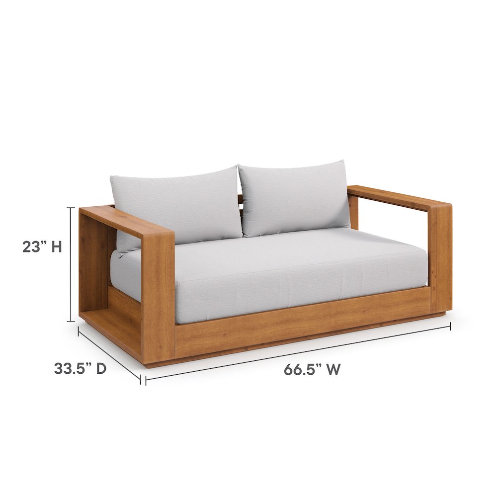 Tahoe Acacia Wood Outdoor Patio Acacia Wood Loveseat. Picture 4