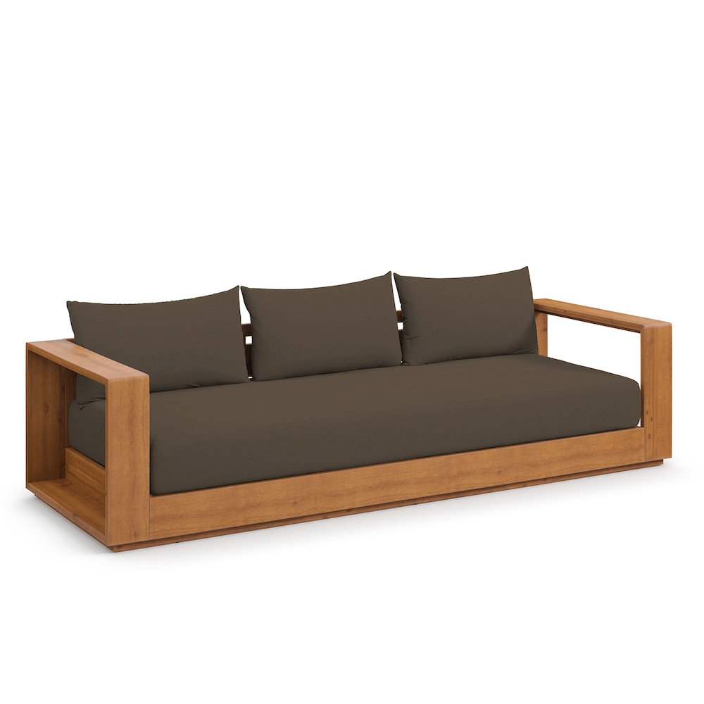 Tahoe Outdoor Patio Acacia Wood Sofa. Picture 1