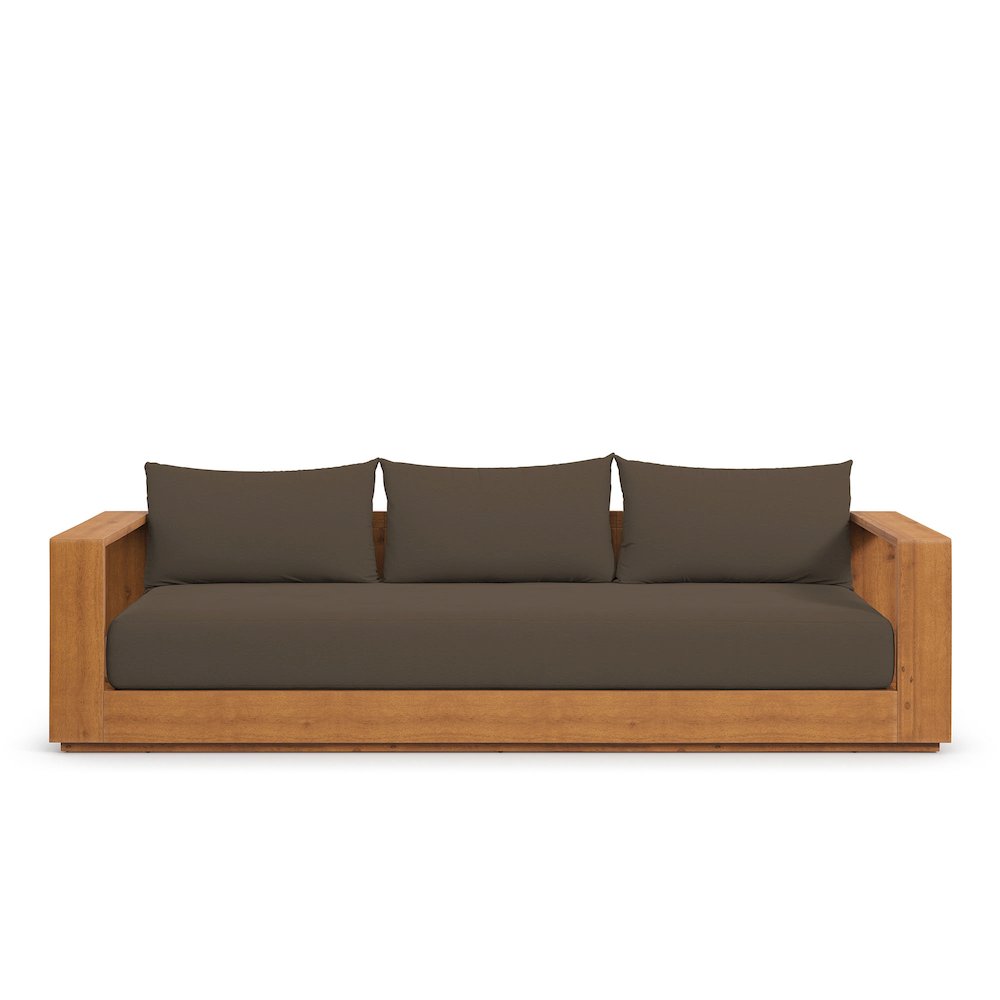 Tahoe Outdoor Patio Acacia Wood Sofa. Picture 7