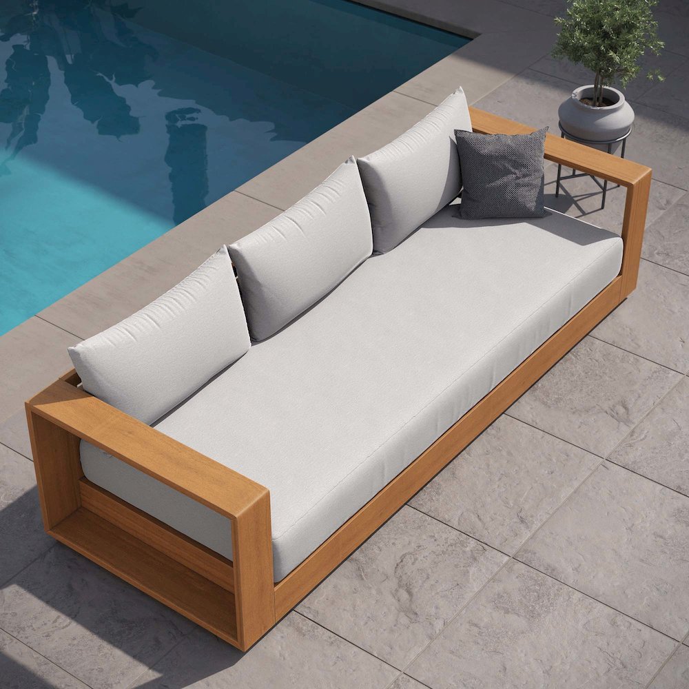 Tahoe Outdoor Patio Acacia Wood Sofa. Picture 10