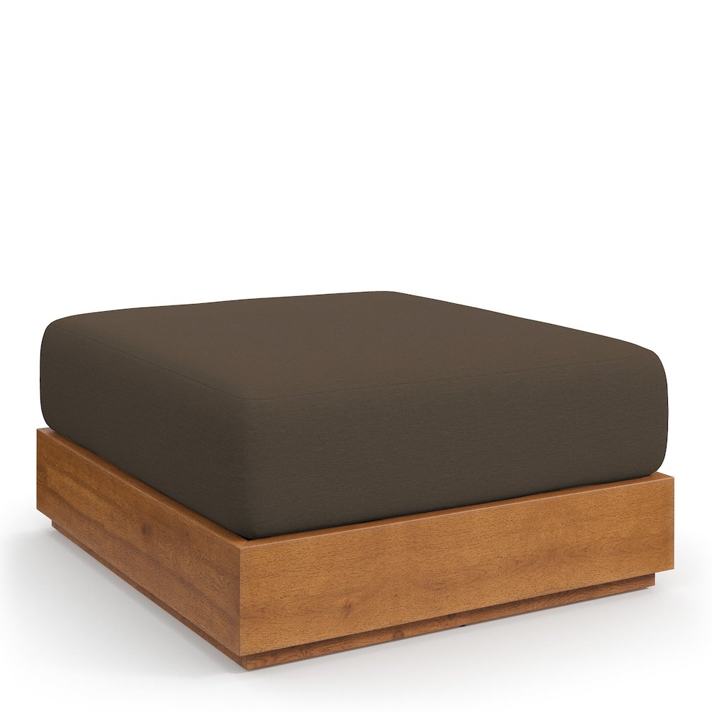 Tahoe Outdoor Patio Acacia Wood Ottoman. Picture 1