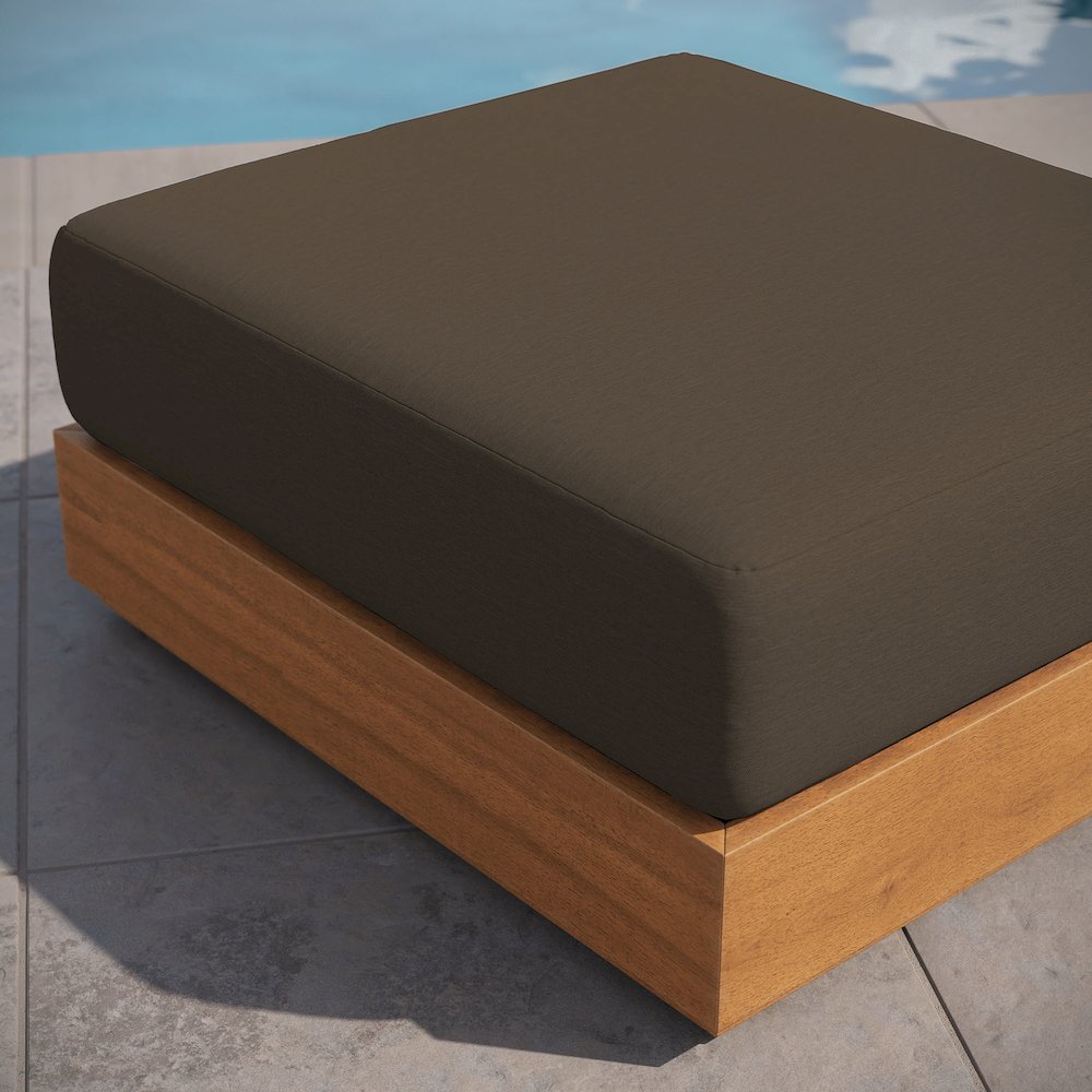 Tahoe Outdoor Patio Acacia Wood Ottoman. Picture 10