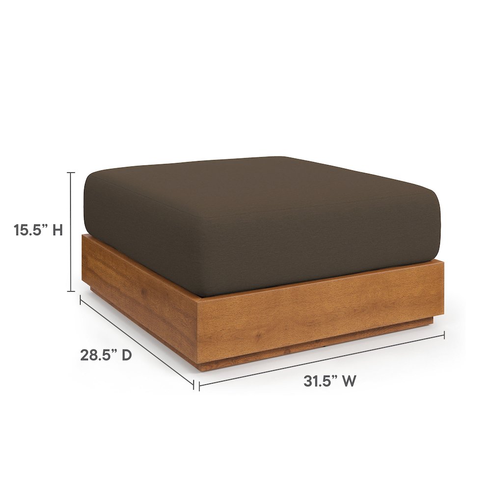 Tahoe Outdoor Patio Acacia Wood Ottoman. Picture 3
