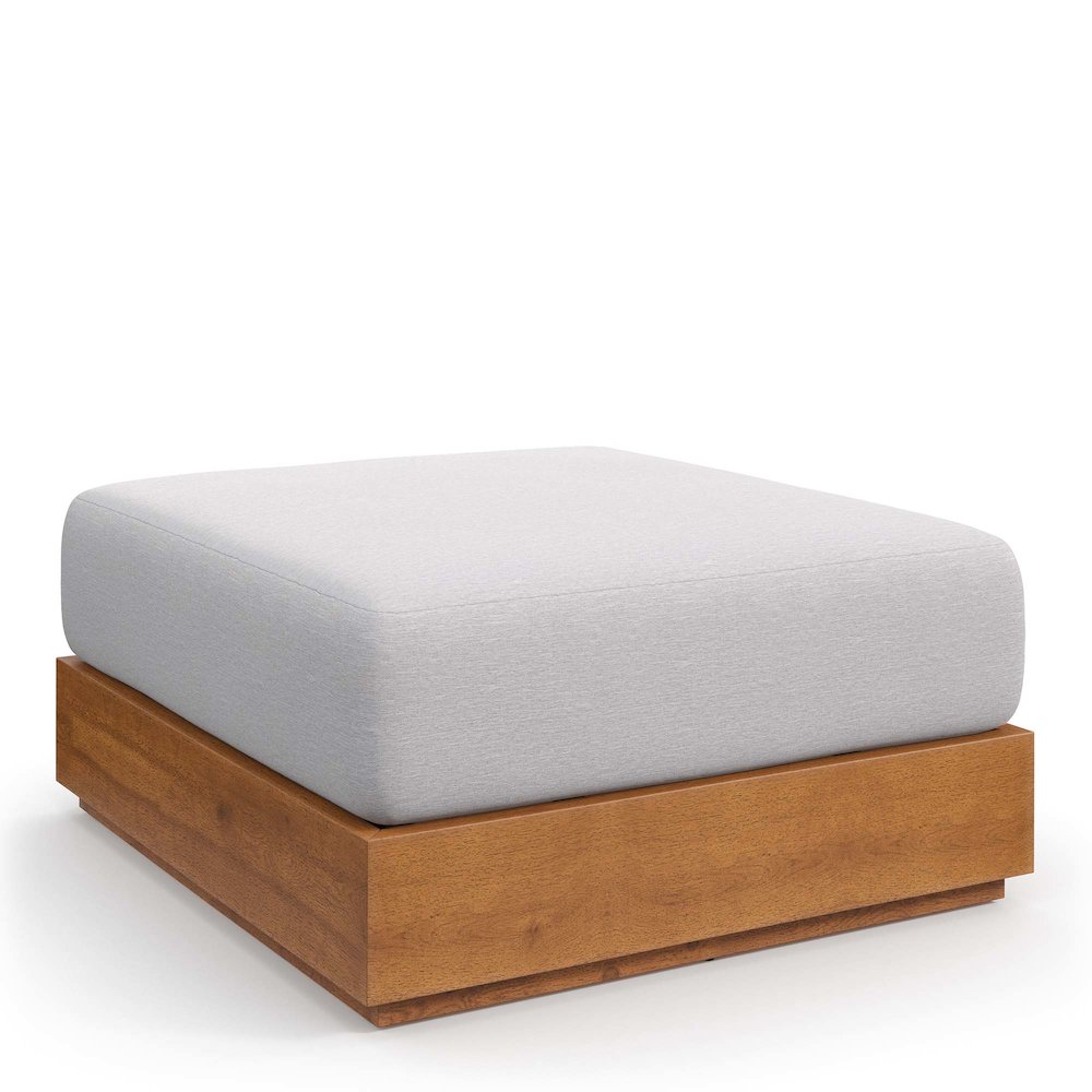 Tahoe Outdoor Patio Acacia Wood Ottoman. Picture 1