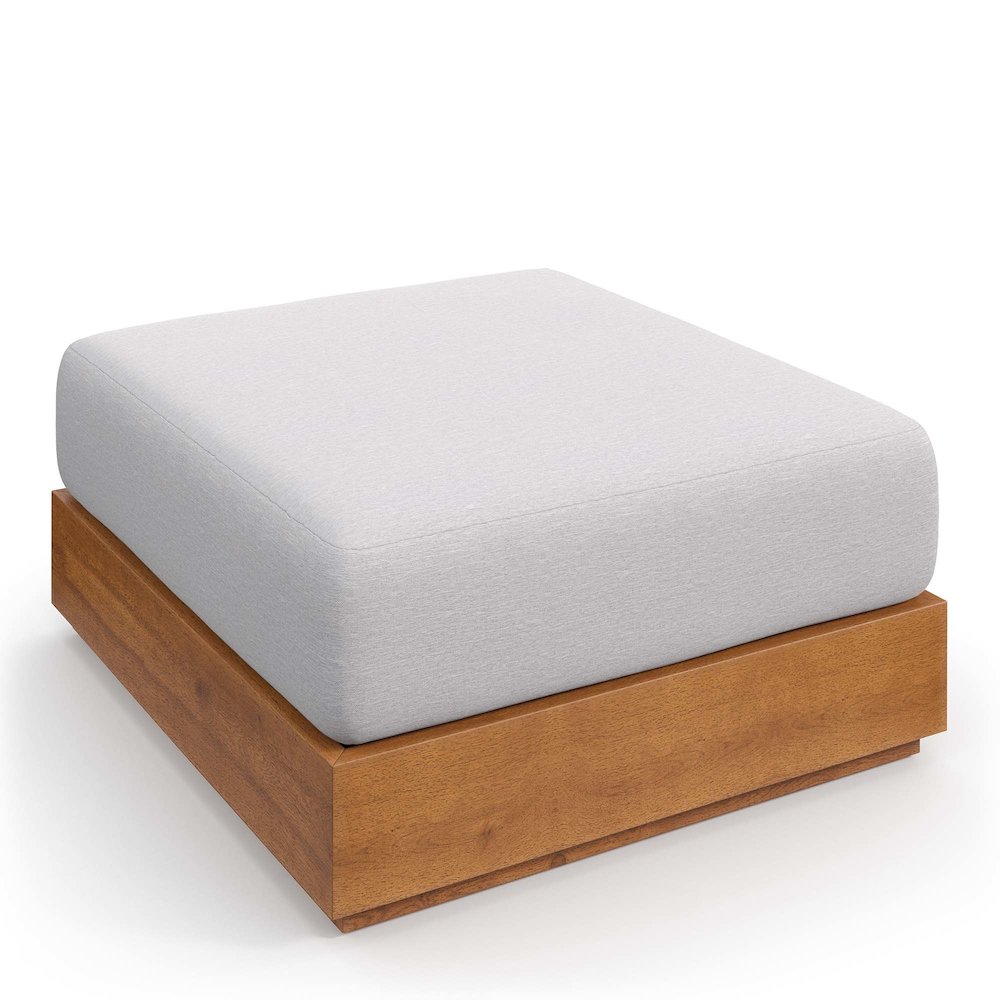 Tahoe Outdoor Patio Acacia Wood Ottoman. Picture 5