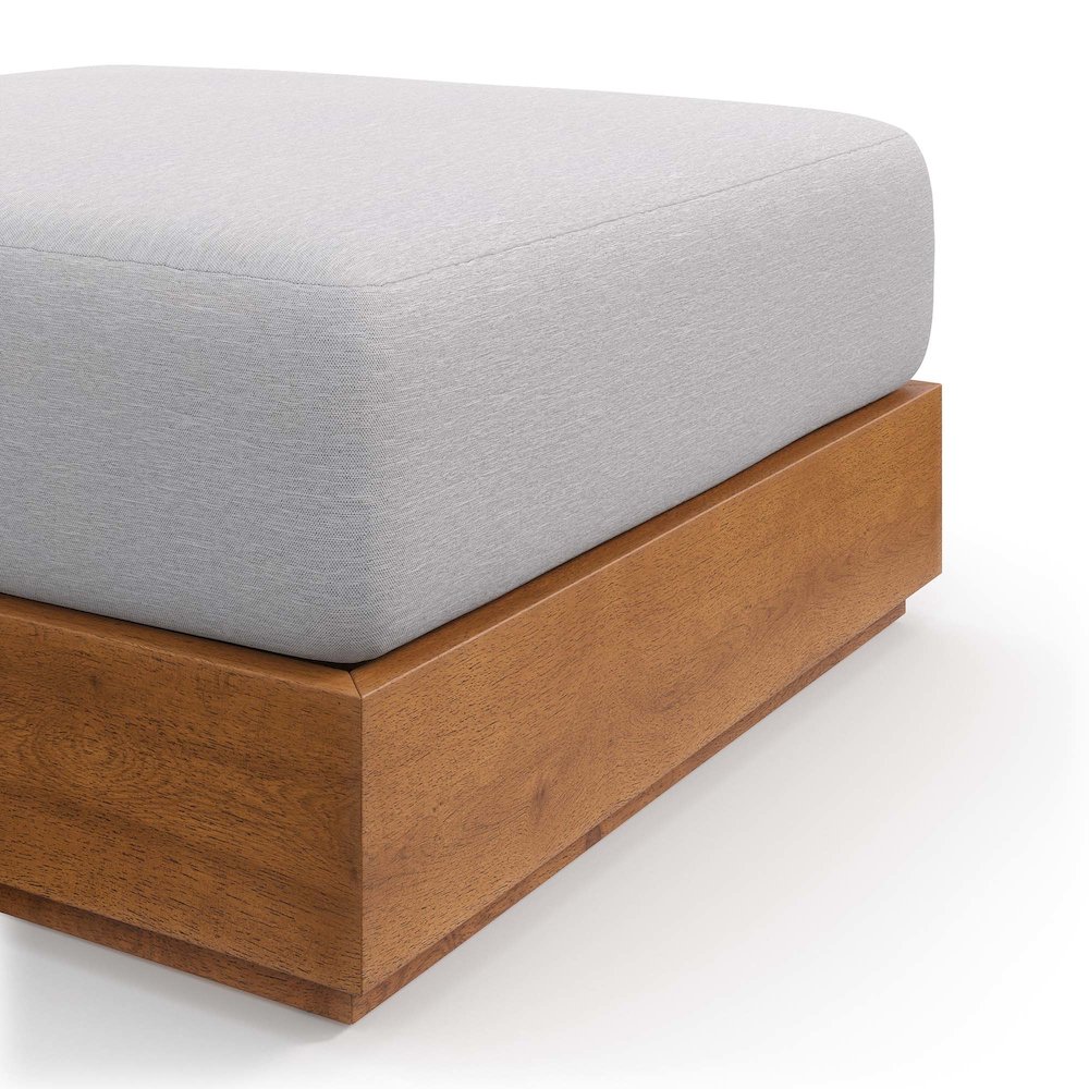 Tahoe Outdoor Patio Acacia Wood Ottoman. Picture 7