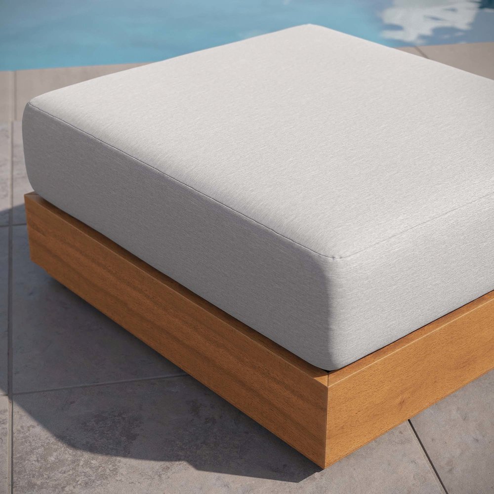 Tahoe Outdoor Patio Acacia Wood Ottoman. Picture 9