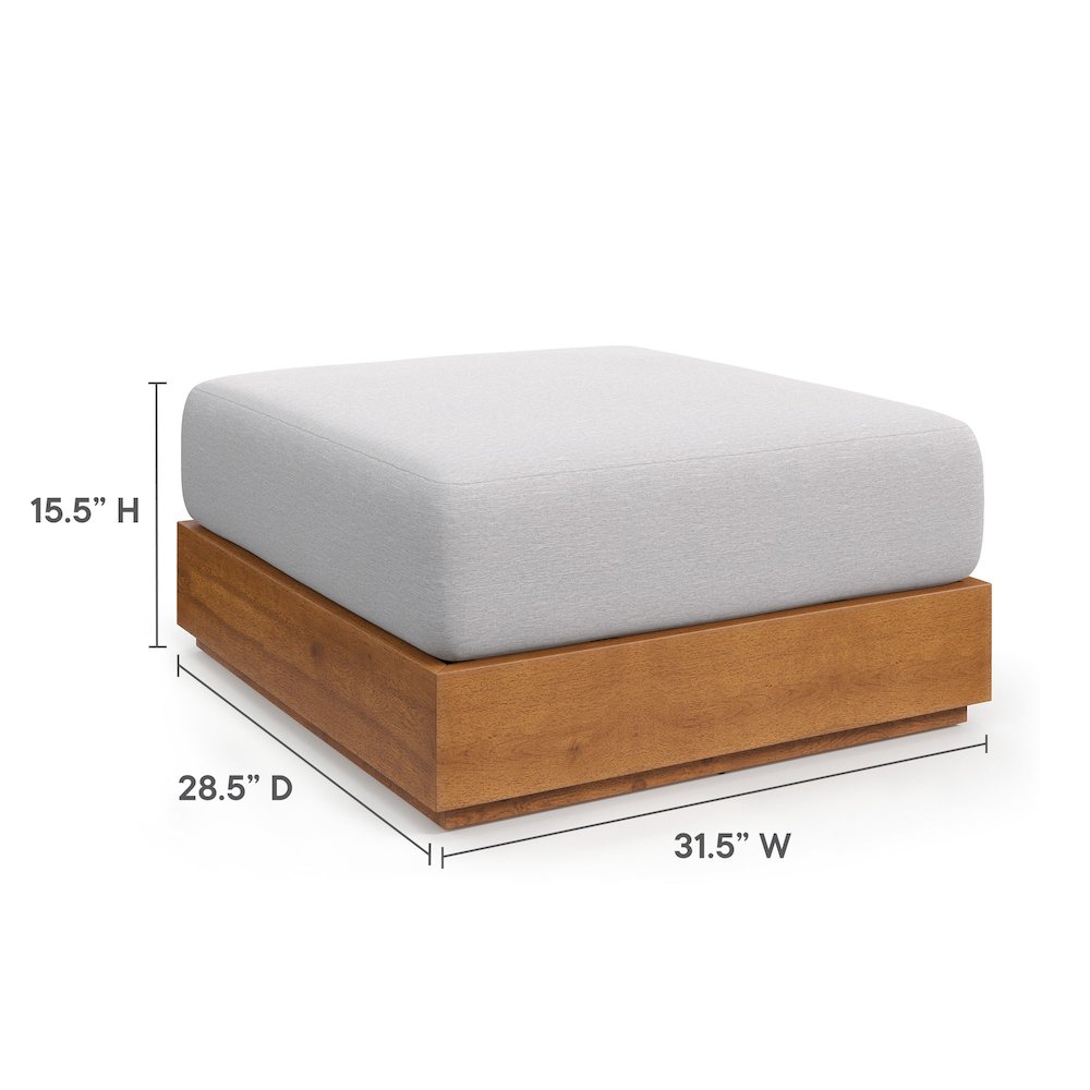 Tahoe Outdoor Patio Acacia Wood Ottoman. Picture 4