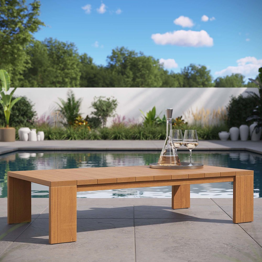 Tahoe Outdoor Patio Acacia Wood Coffee Table. Picture 9