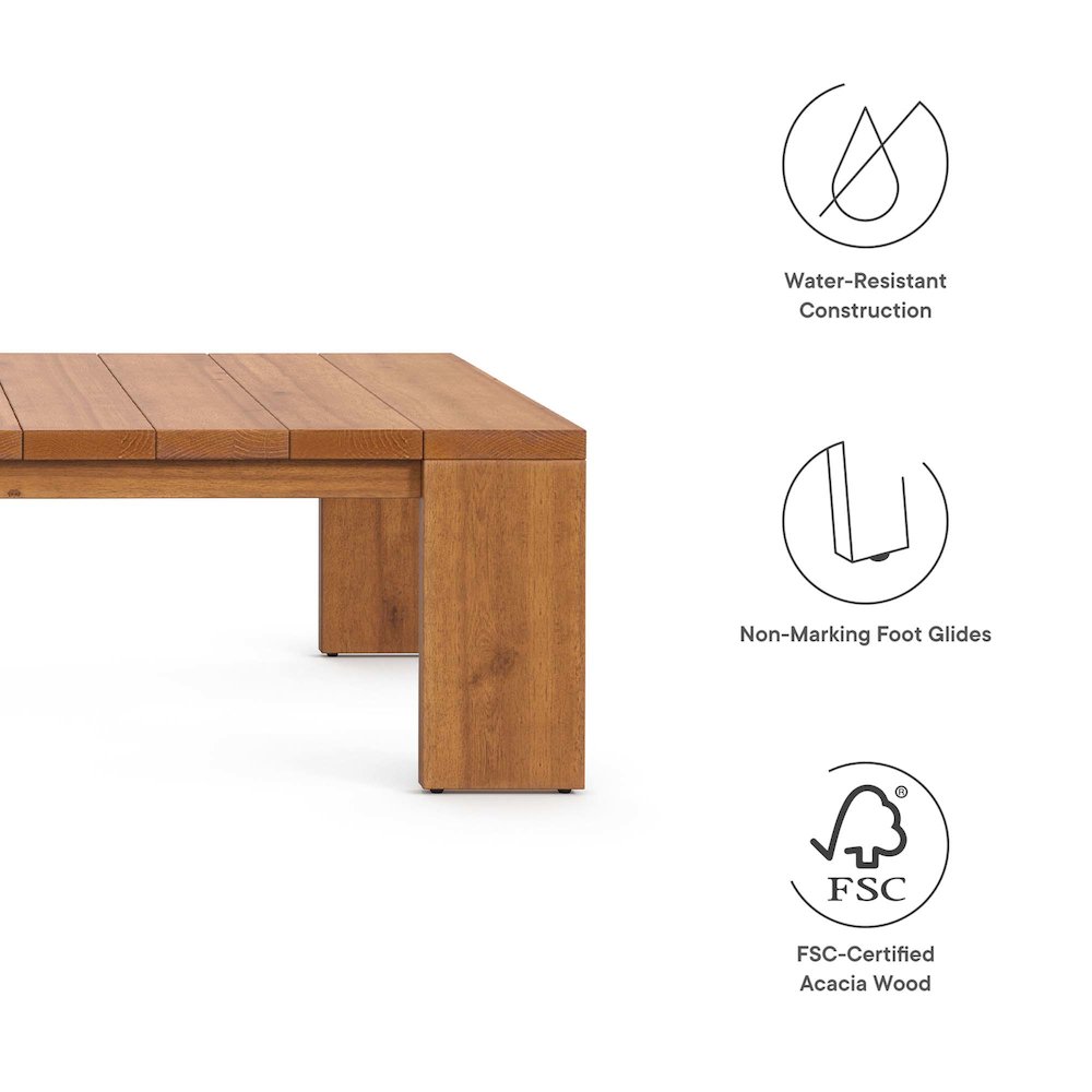 Tahoe Outdoor Patio Acacia Wood Coffee Table. Picture 2