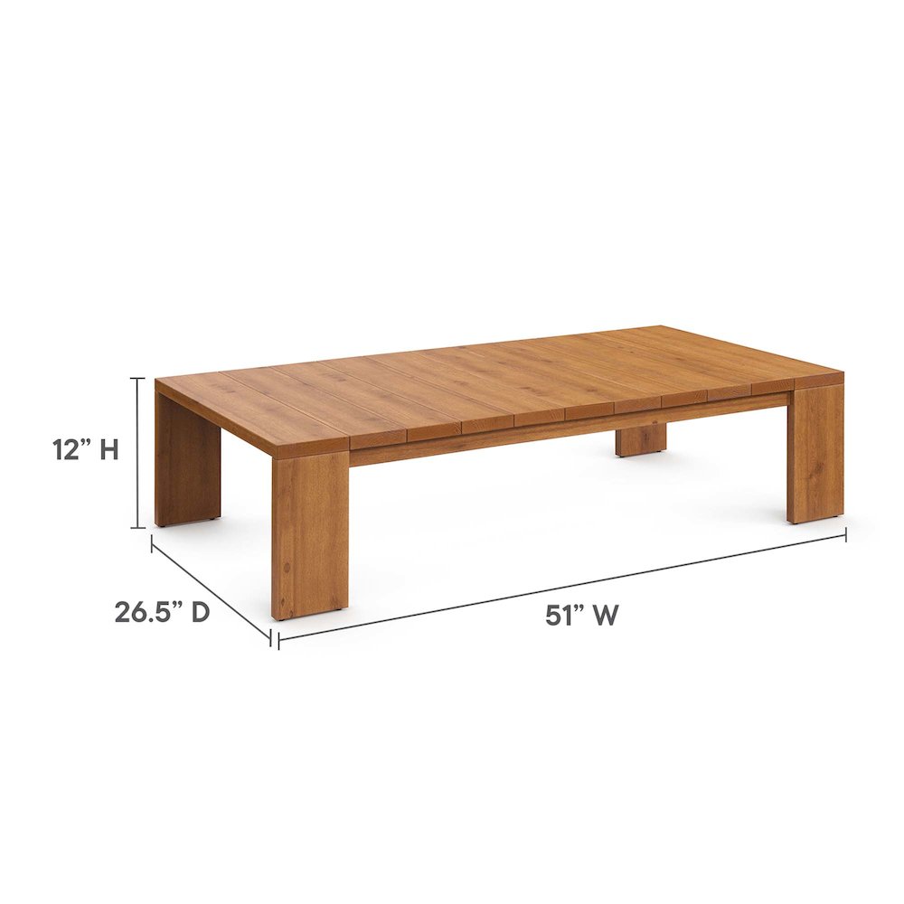 Tahoe Outdoor Patio Acacia Wood Coffee Table. Picture 4