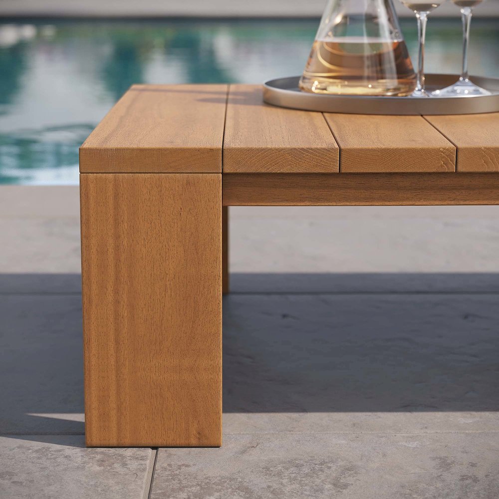 Tahoe Outdoor Patio Acacia Wood Coffee Table. Picture 10