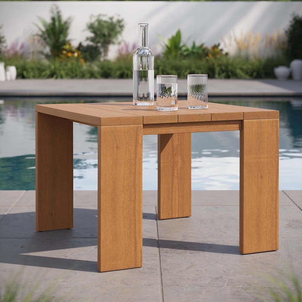Tahoe Outdoor Patio Acacia Wood Side Table. Picture 9