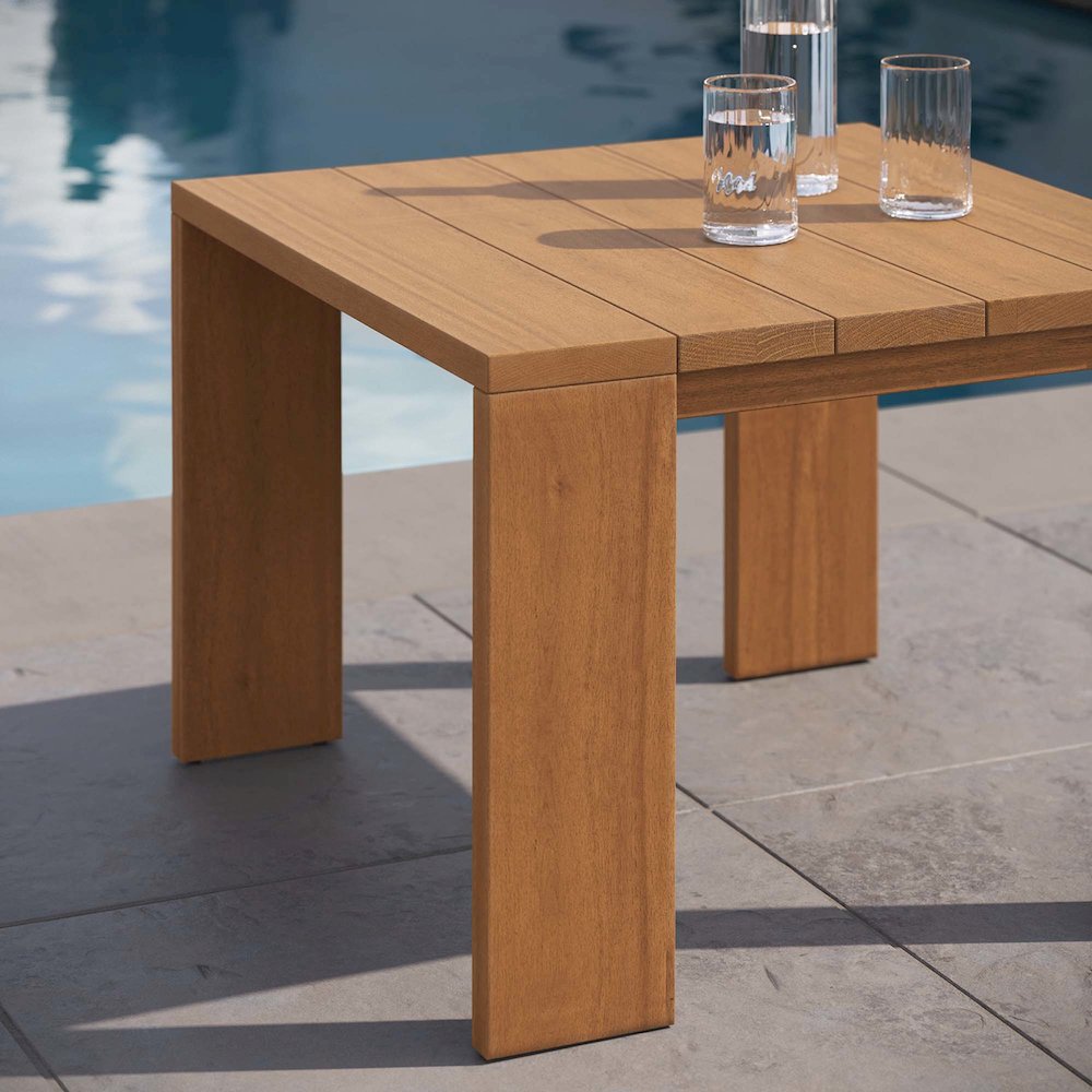 Tahoe Outdoor Patio Acacia Wood Side Table. Picture 10