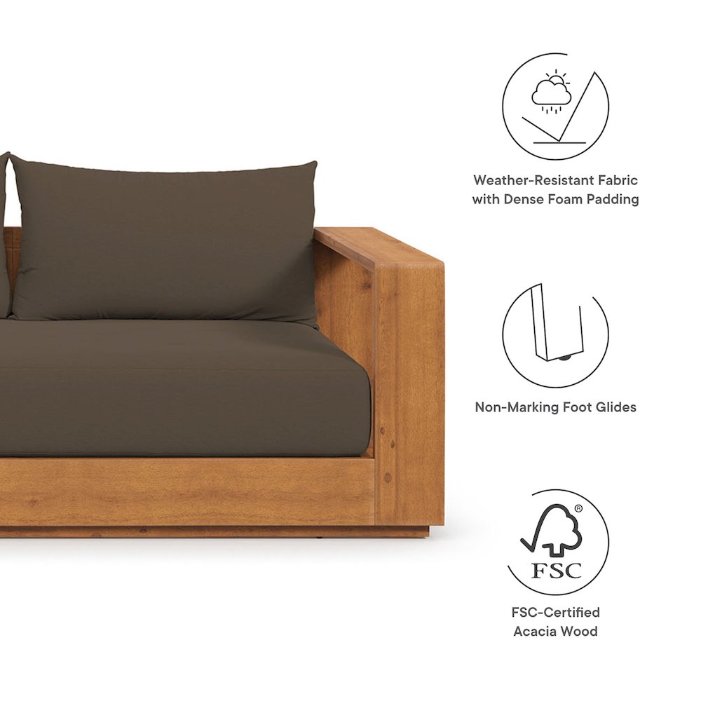 Tahoe 2-Piece Outdoor Patio Acacia Wood Sofa and Coffee Table Set. Picture 2