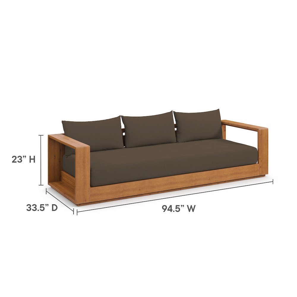 Tahoe 2-Piece Outdoor Patio Acacia Wood Sofa and Coffee Table Set. Picture 3