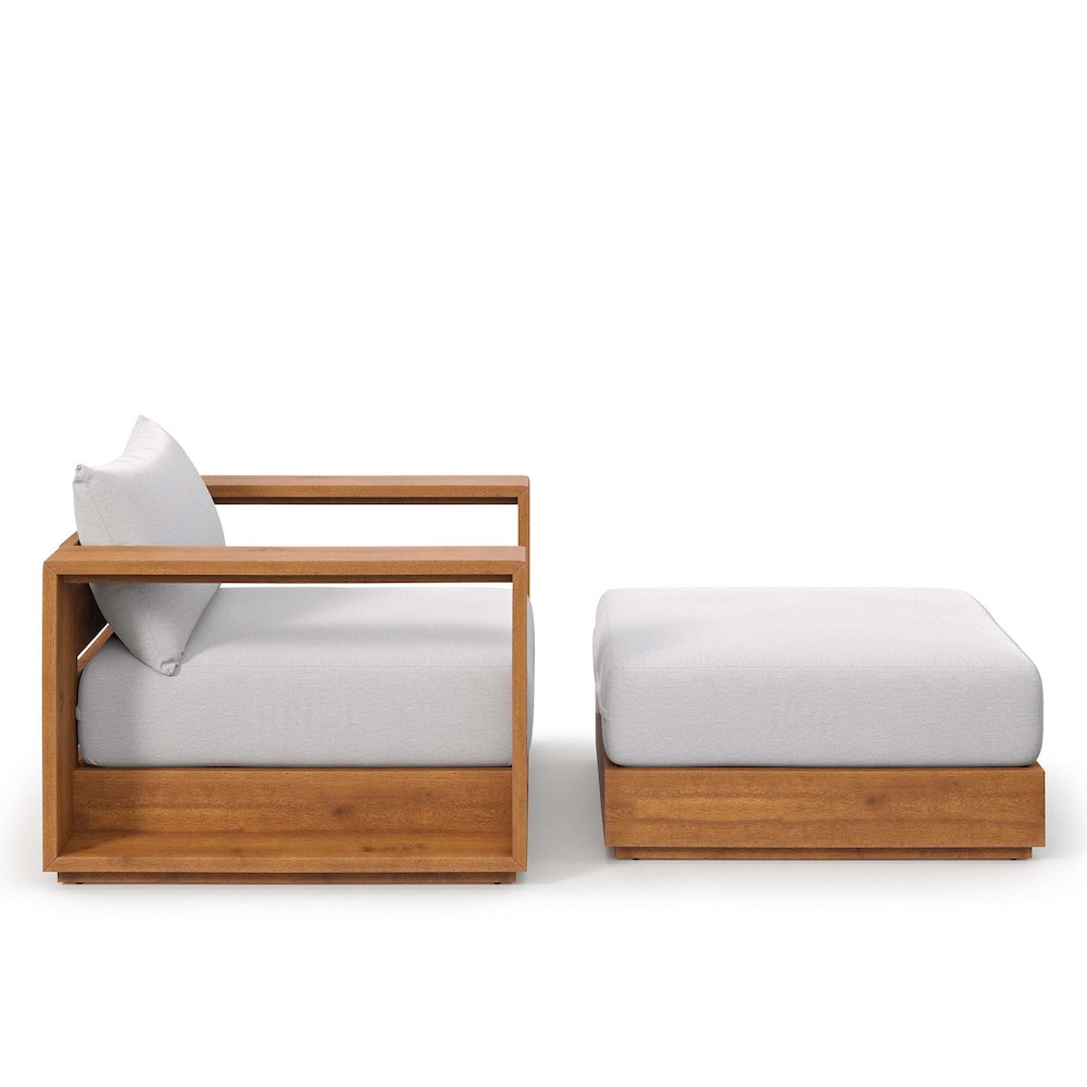 Tahoe 2-Piece Outdoor Patio Acacia Wood Armchair and Ottoman Set. Picture 6